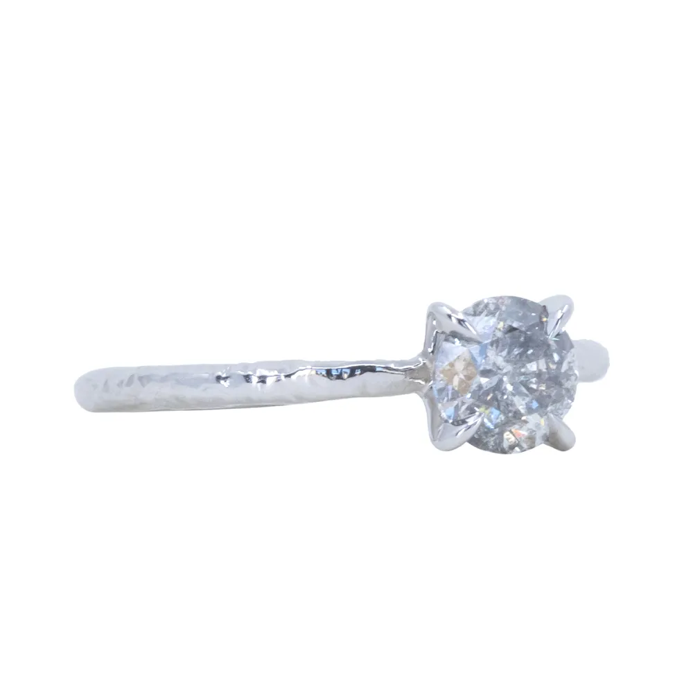 0.85 Salt and Pepper Diamond Evergreen Solitaire in 14k White Gold