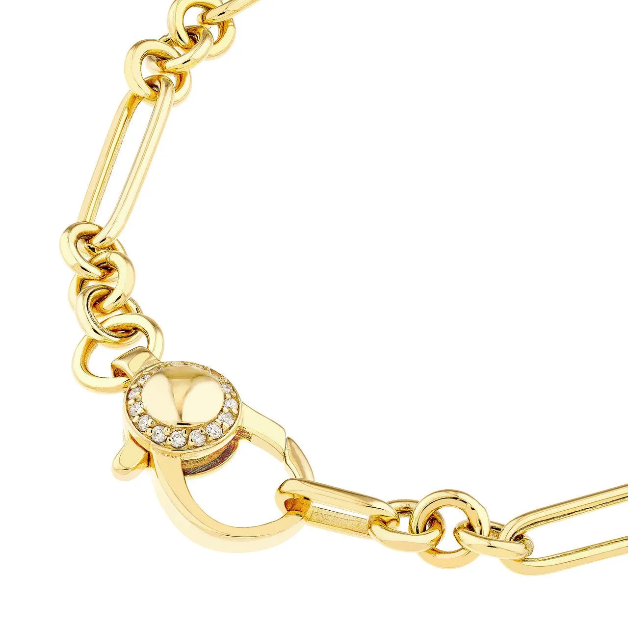 14K Gold Paper Clip Link Bracelet with Diamond Lock