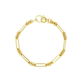 14K Gold Paper Clip Link Bracelet with Diamond Lock