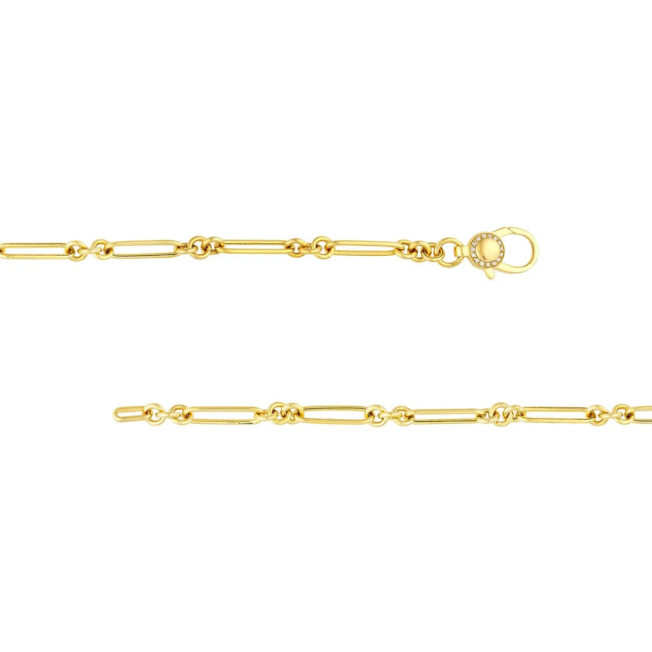 14K Gold Paper Clip Link Bracelet with Diamond Lock