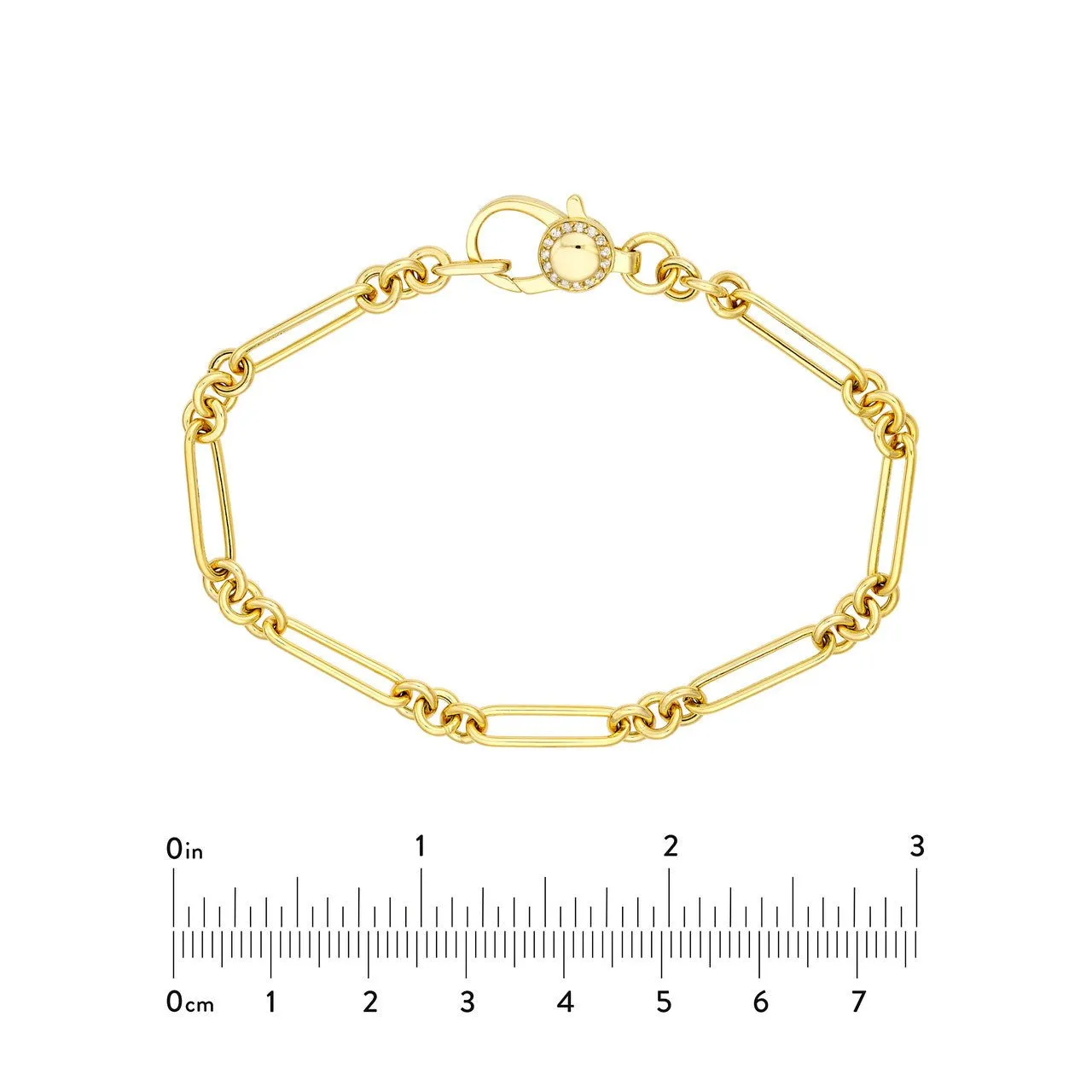 14K Gold Paper Clip Link Bracelet with Diamond Lock