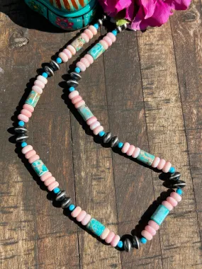 19" Kingman and "Cotton Candy" Necklace