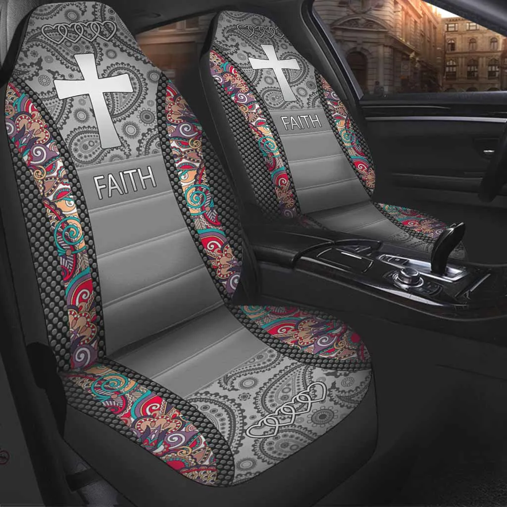 3D All Over Printed Faith Seat Covers Faith Over Fear Car Seat Covers