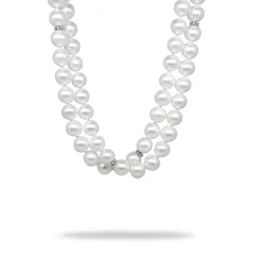 54 Pearl Necklace with Gold and Diamond Rondels