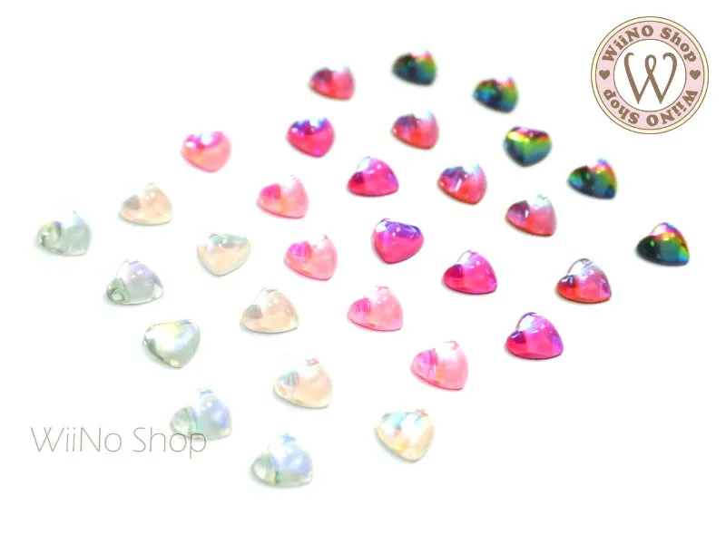 6mm Iridescent Heart Flatback Crystal - 5 pcs