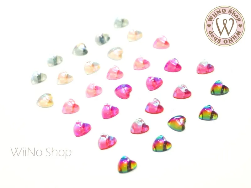 6mm Iridescent Heart Flatback Crystal - 5 pcs