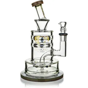 8 Heavy Base Crystal Cut Rig w/ Cyclone Perc, by Diamond Glass (free banger included)