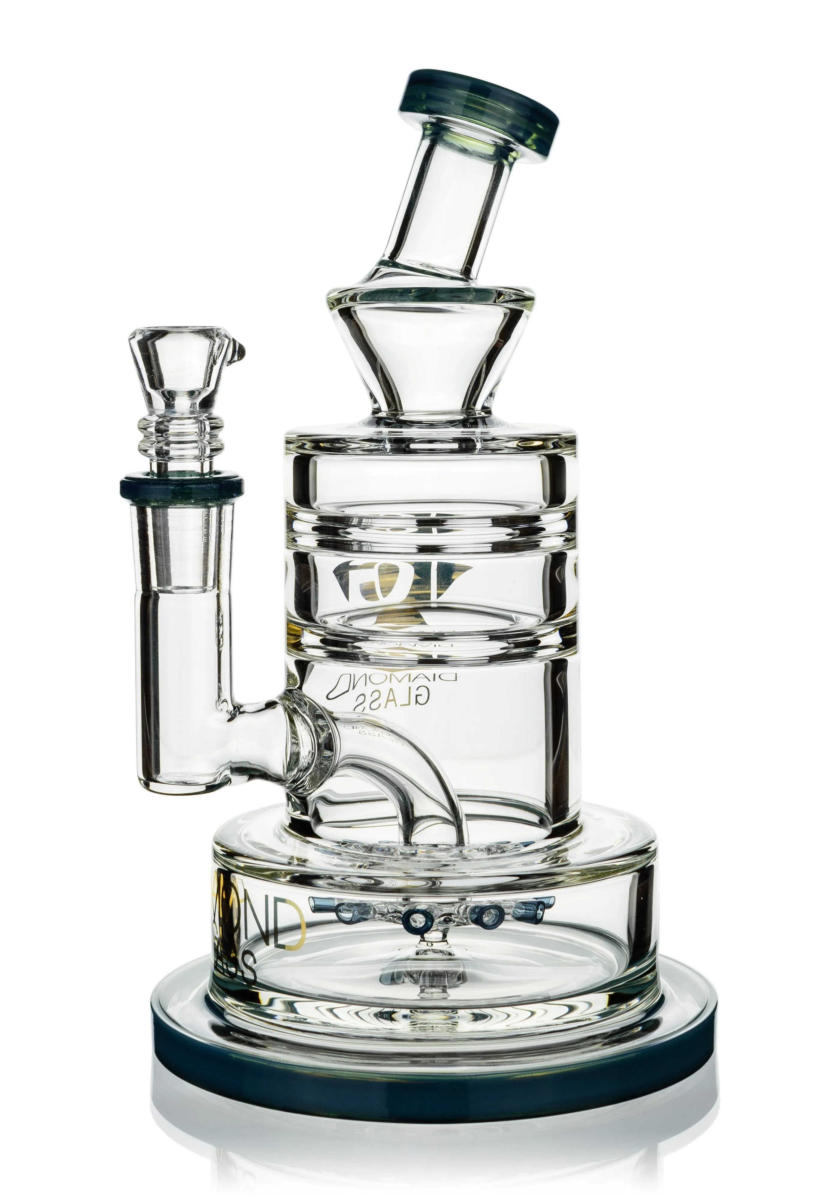 8 Heavy Base Crystal Cut Rig w/ Cyclone Perc, by Diamond Glass (free banger included)