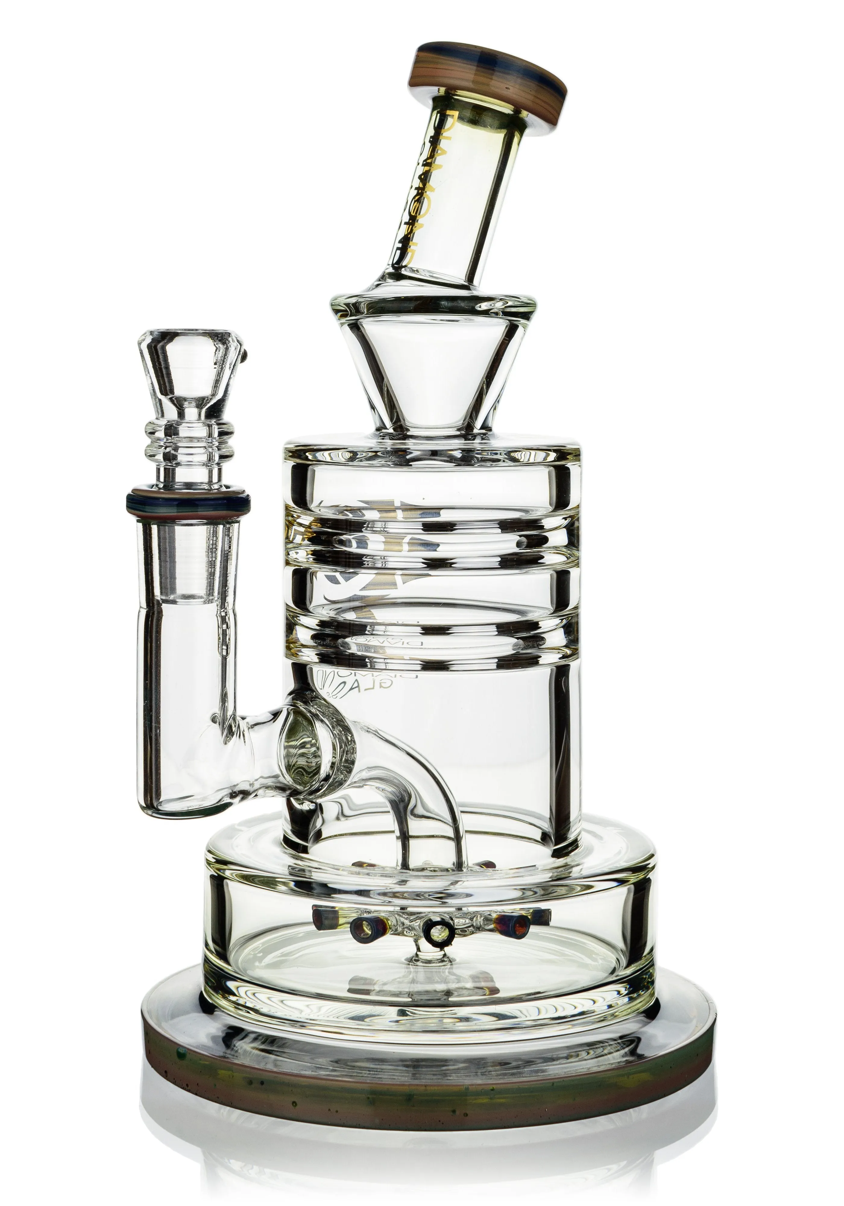 8 Heavy Base Crystal Cut Rig w/ Cyclone Perc, by Diamond Glass (free banger included)