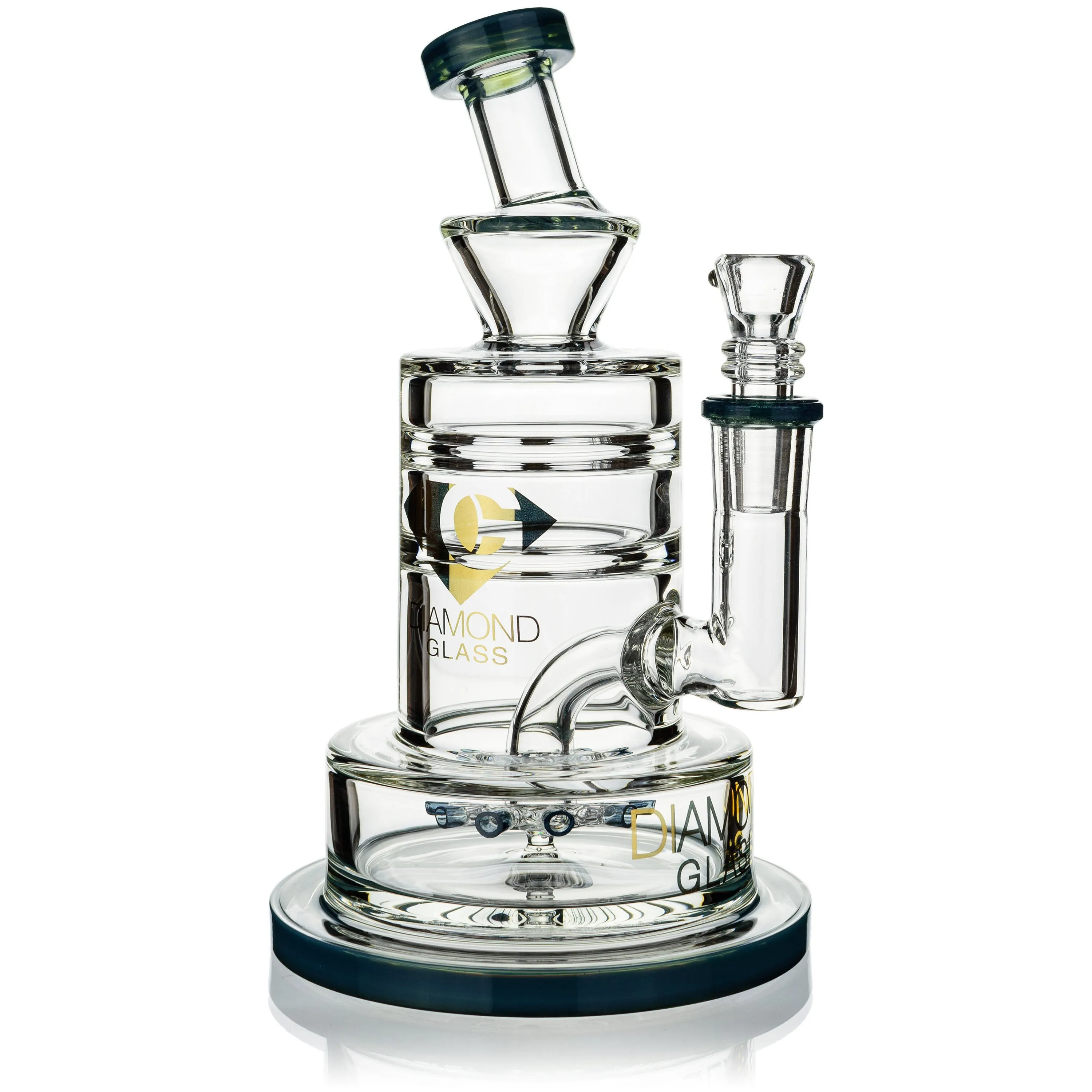 8 Heavy Base Crystal Cut Rig w/ Cyclone Perc, by Diamond Glass (free banger included)