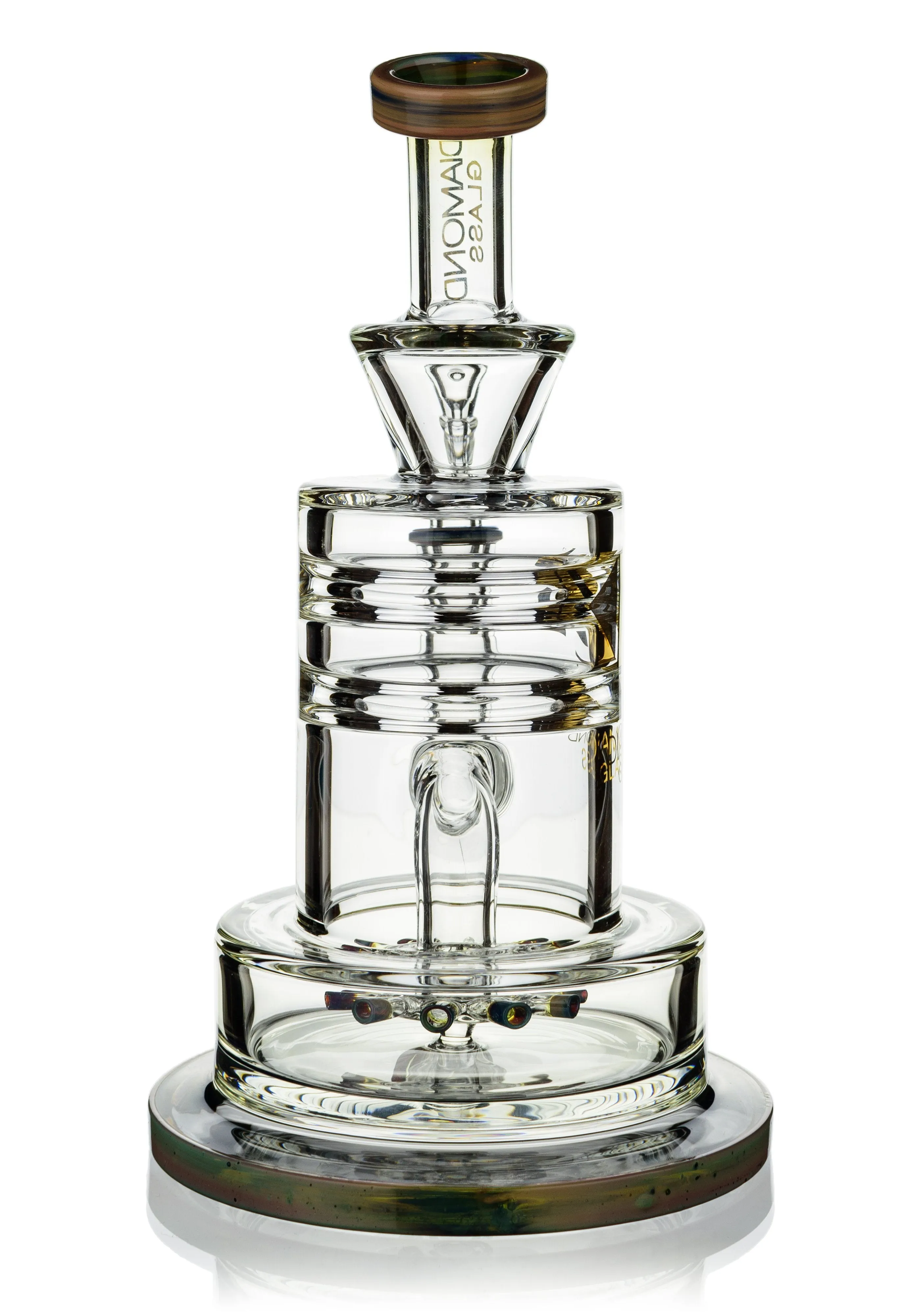 8 Heavy Base Crystal Cut Rig w/ Cyclone Perc, by Diamond Glass (free banger included)