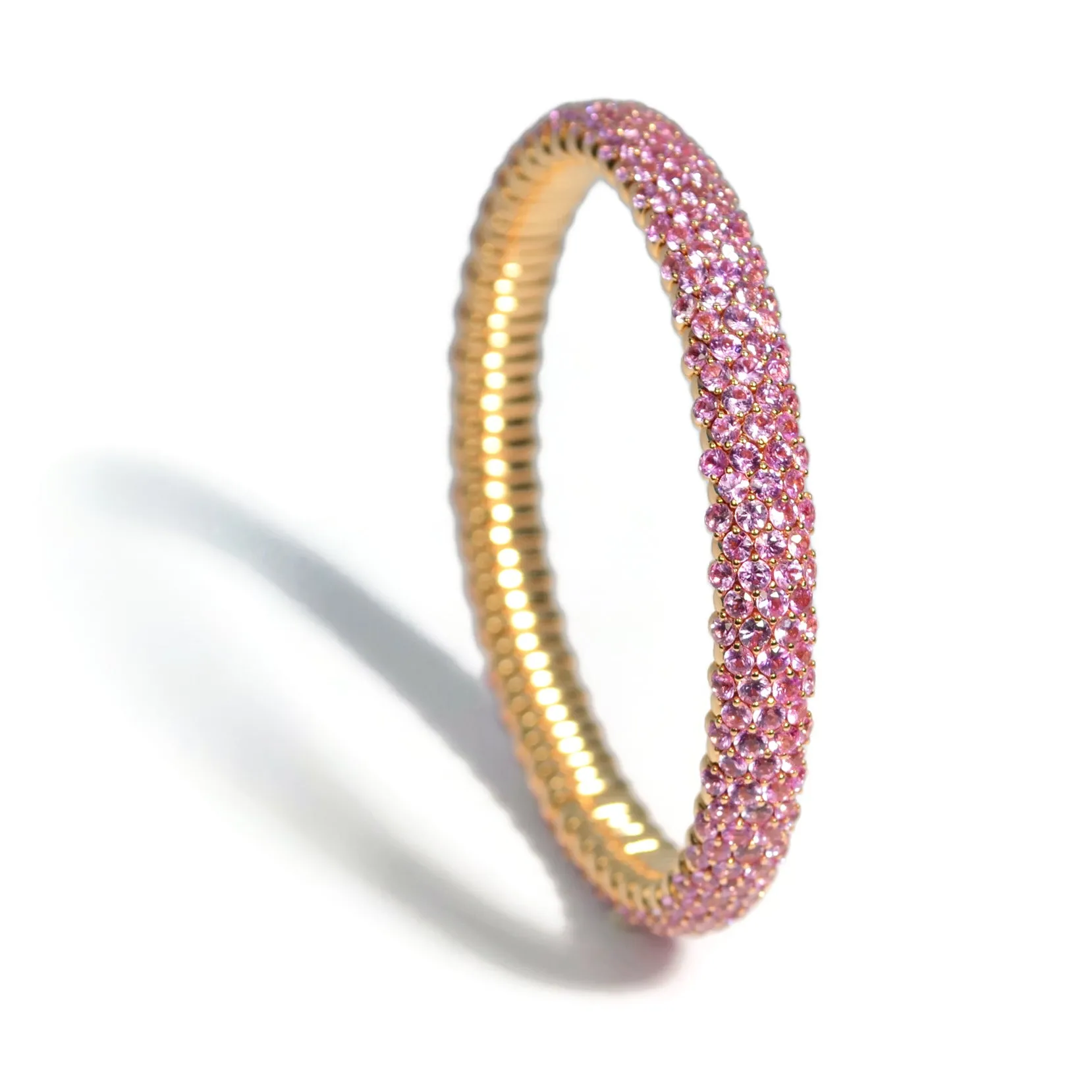 AFJ Diamond Collection - Flexible Bracelet with Pink Sapphires, 18k Rose Gold