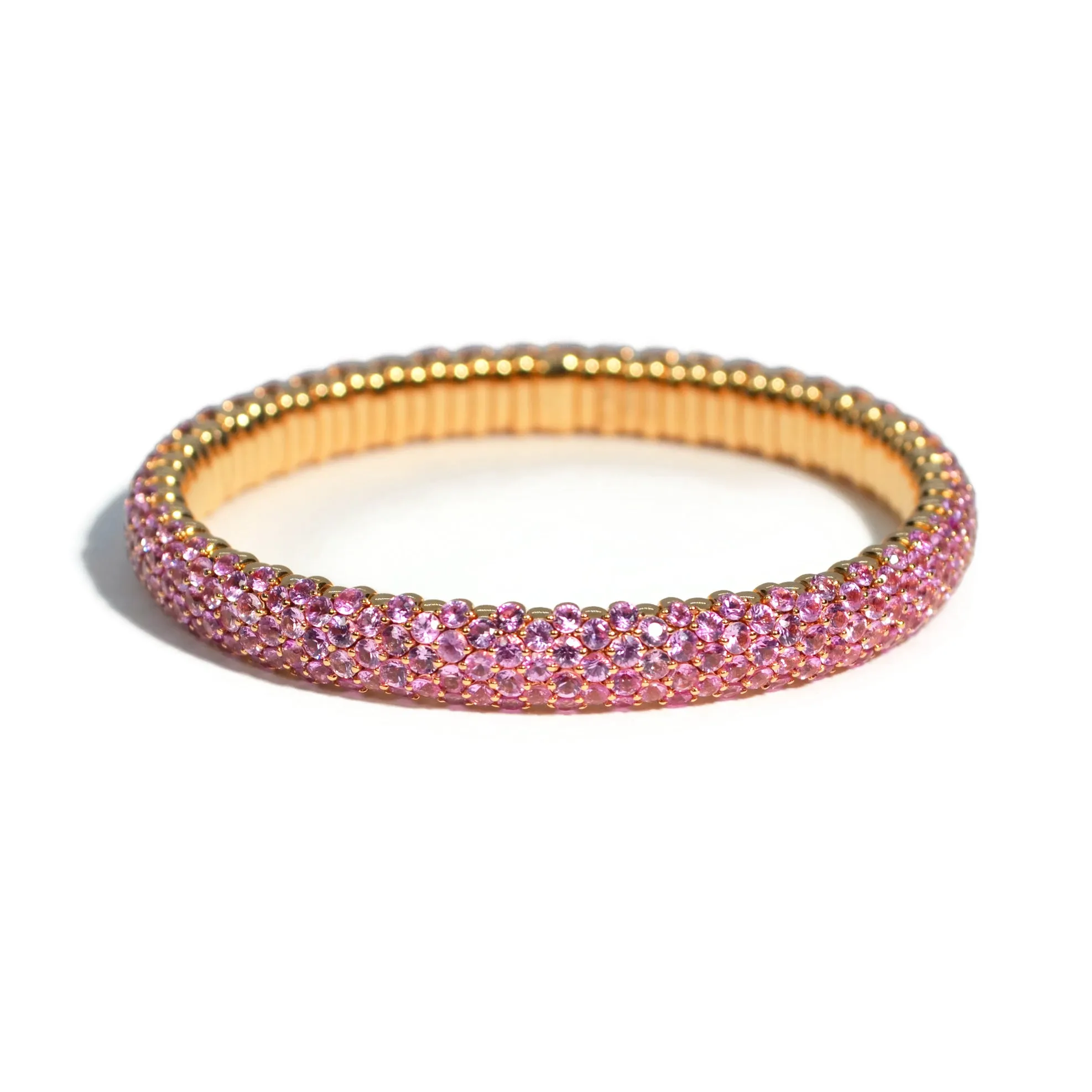 AFJ Diamond Collection - Flexible Bracelet with Pink Sapphires, 18k Rose Gold