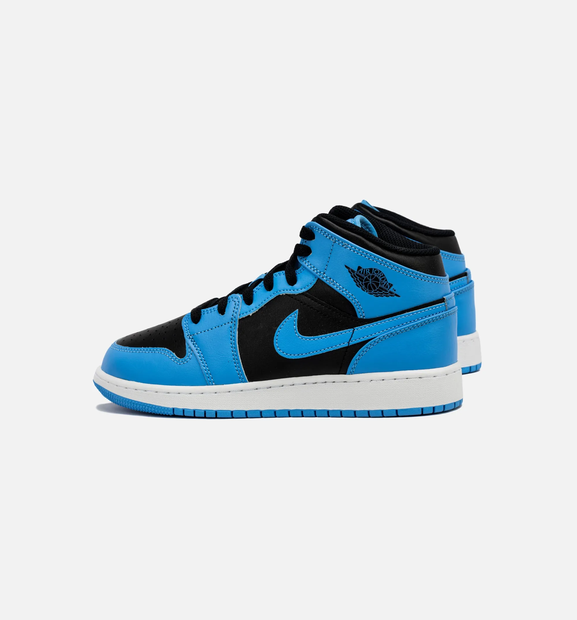 Air Jordan 1 Retro Mid University Blue Grade School Lifestyle Shoe - Black/Blue