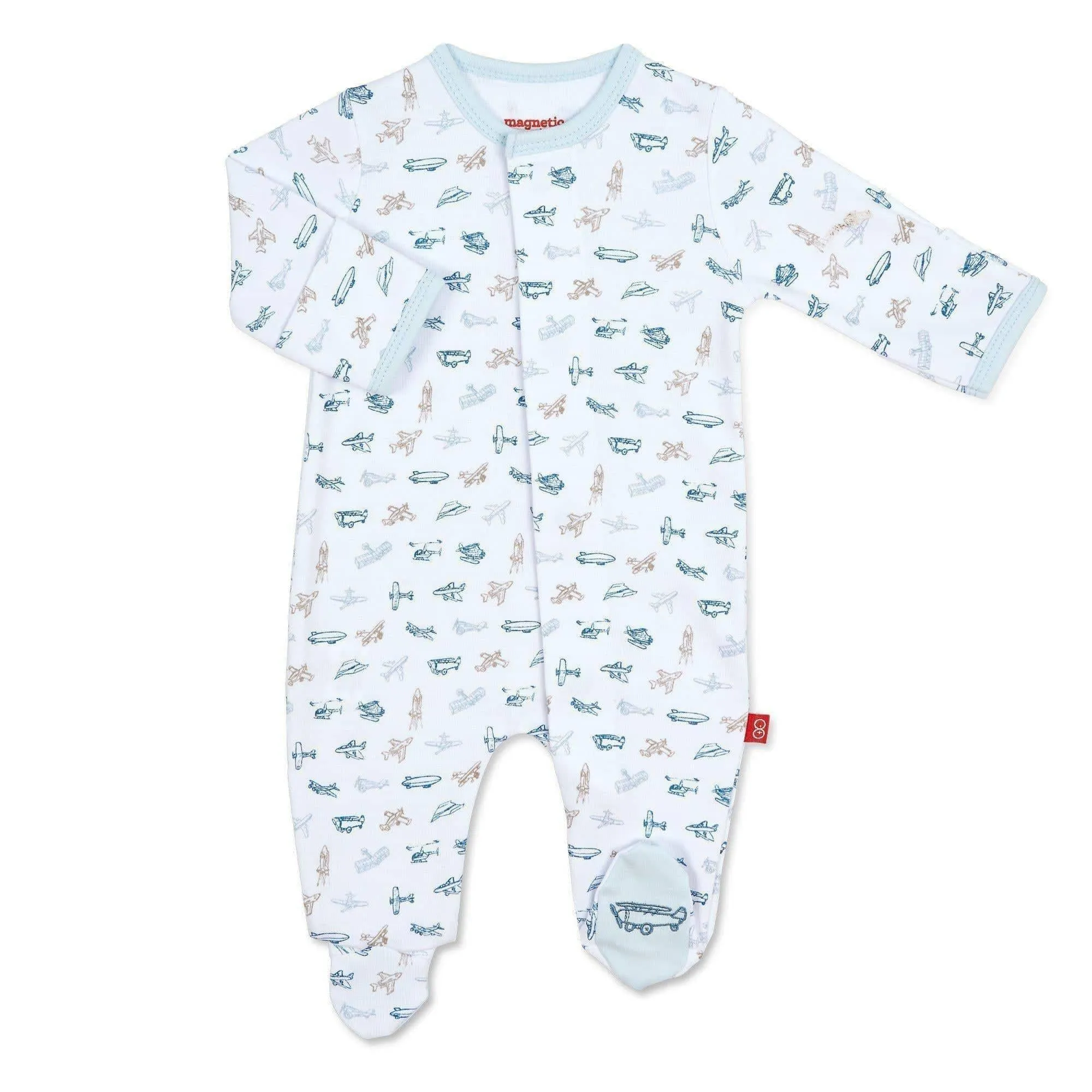 airplanes organic cotton magnetic parent favorite footie