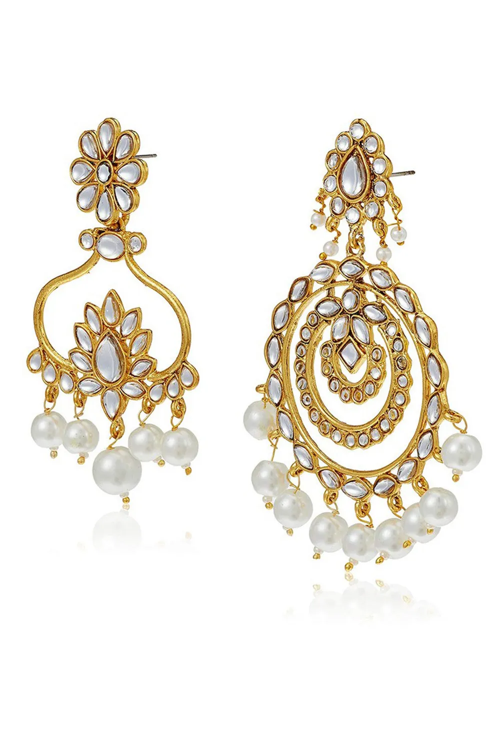 Alloy Chandbali Earrings in White