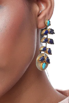 Alloy Jhumka Dangling Earrings in Blue