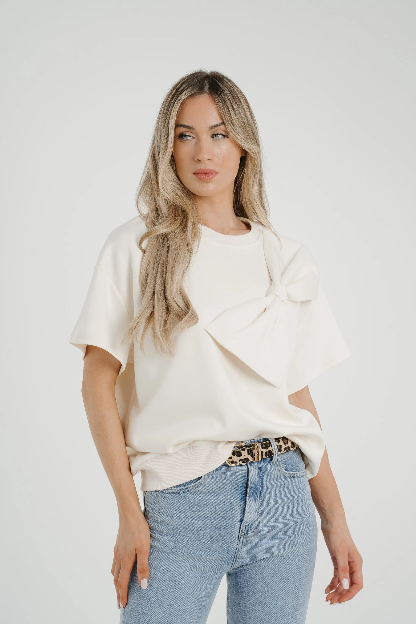 Ally Bow Front Top In Cream