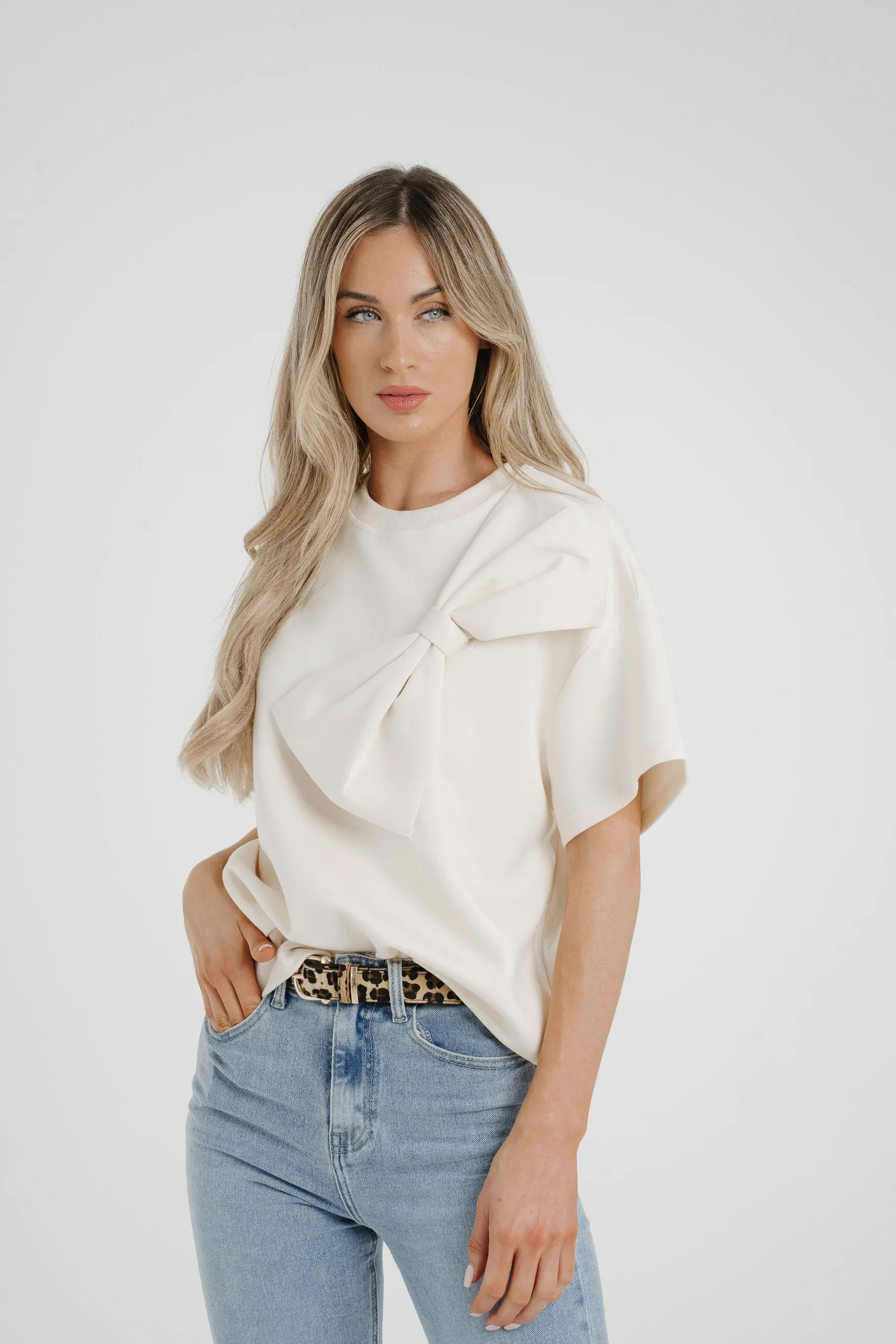 Ally Bow Front Top In Cream