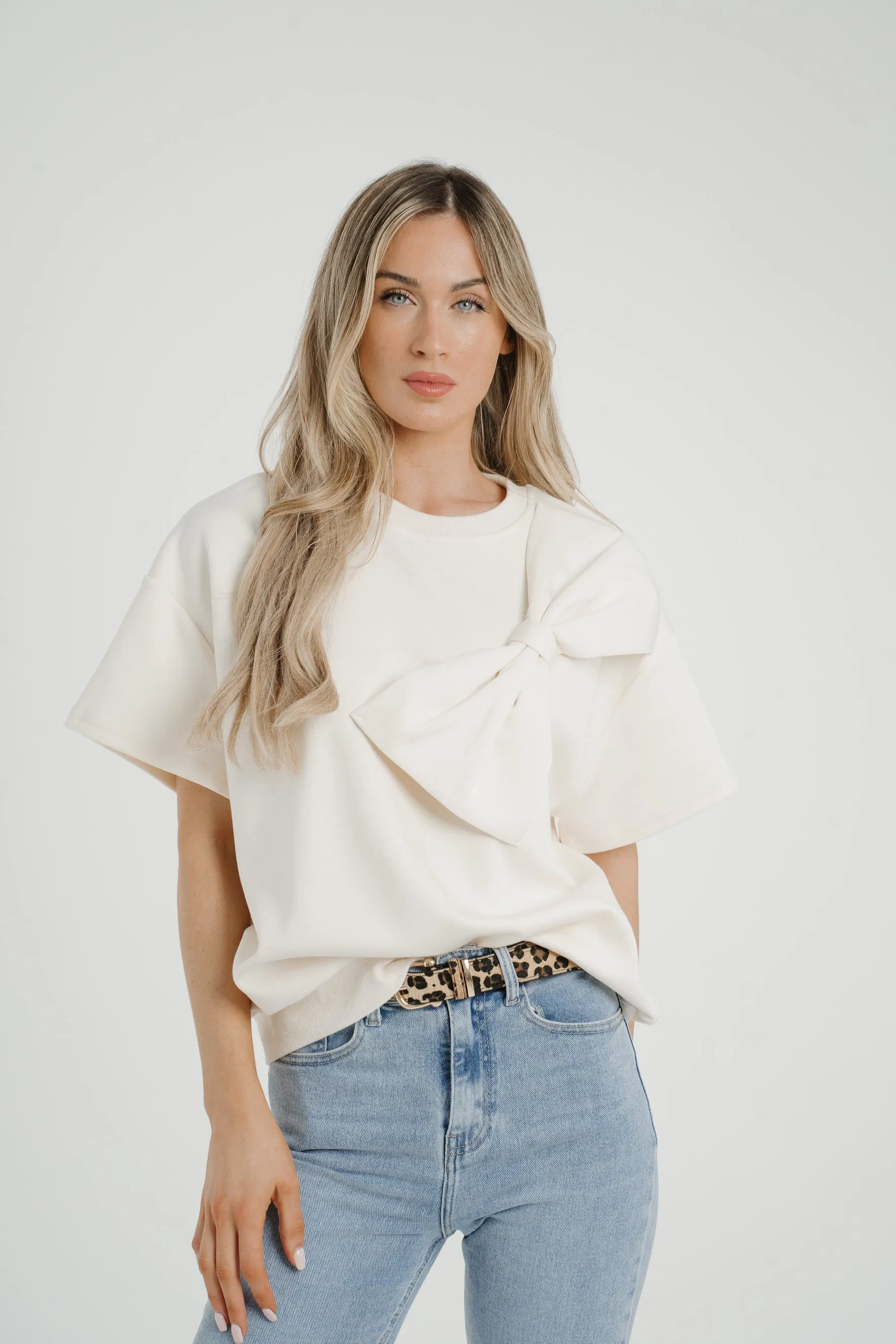 Ally Bow Front Top In Cream