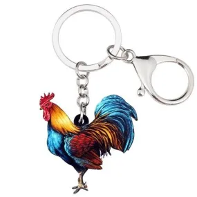 Animal Chicken Rooster Key Chains Rings Women Bag Car Keyring Jewelry