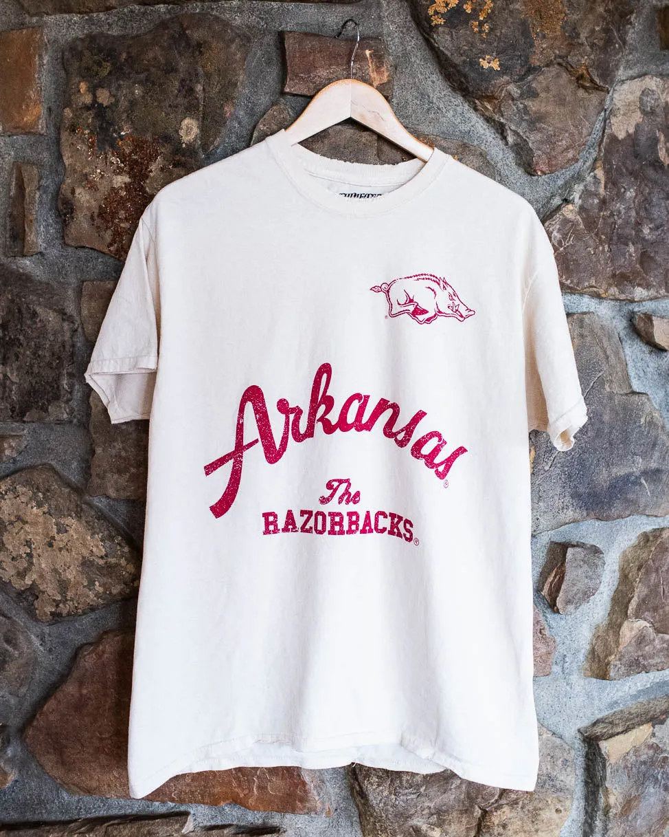 Arkansas Razorbacks Quality Off White Thrifted Tee