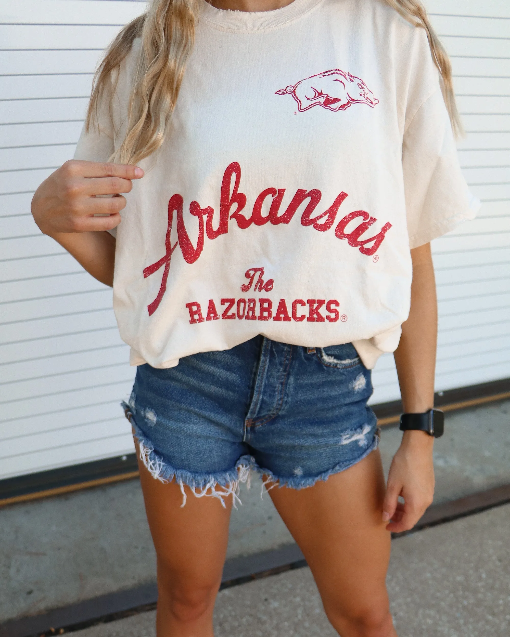 Arkansas Razorbacks Quality Off White Thrifted Tee