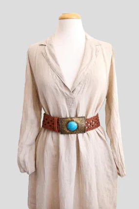 ART N' VINTAGE STACY BRAIDED LEATHER BELT TAN