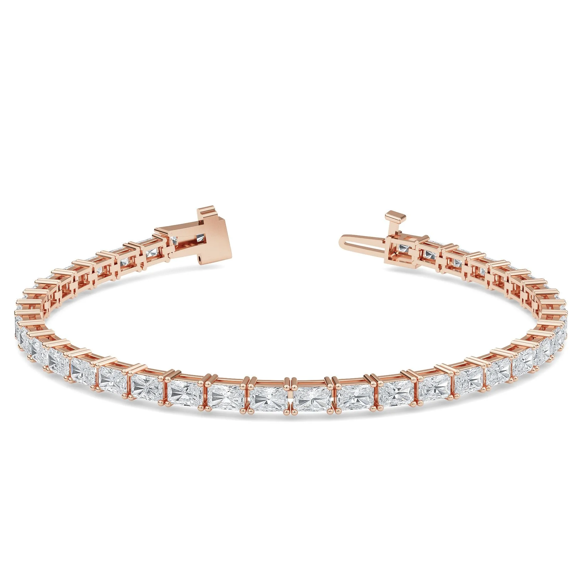 AUTRE - 14k Rose Gold 8.00ct Lab Grown Diamond Emerald Cut Tennis Bracelet