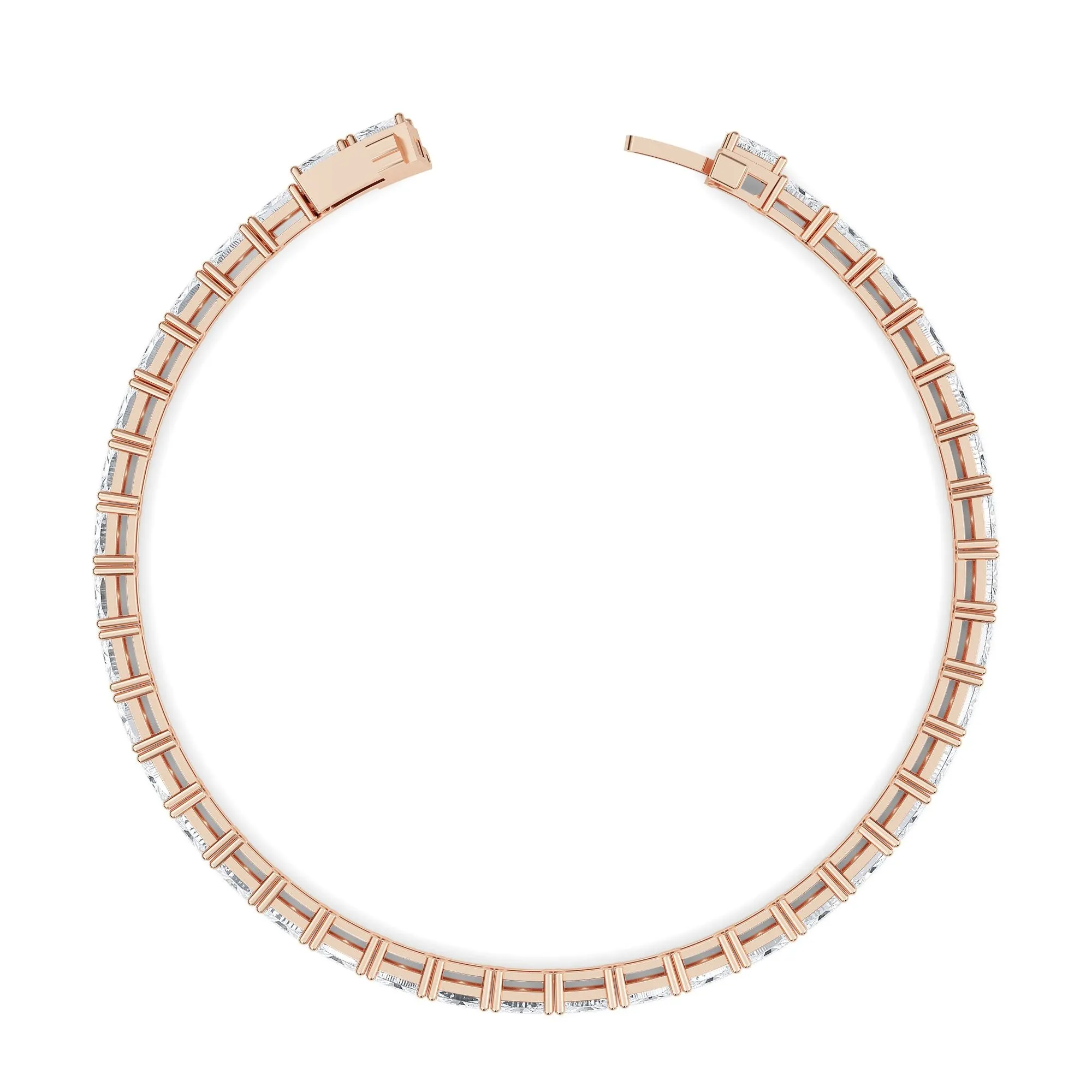 AUTRE - 14k Rose Gold 8.00ct Lab Grown Diamond Emerald Cut Tennis Bracelet