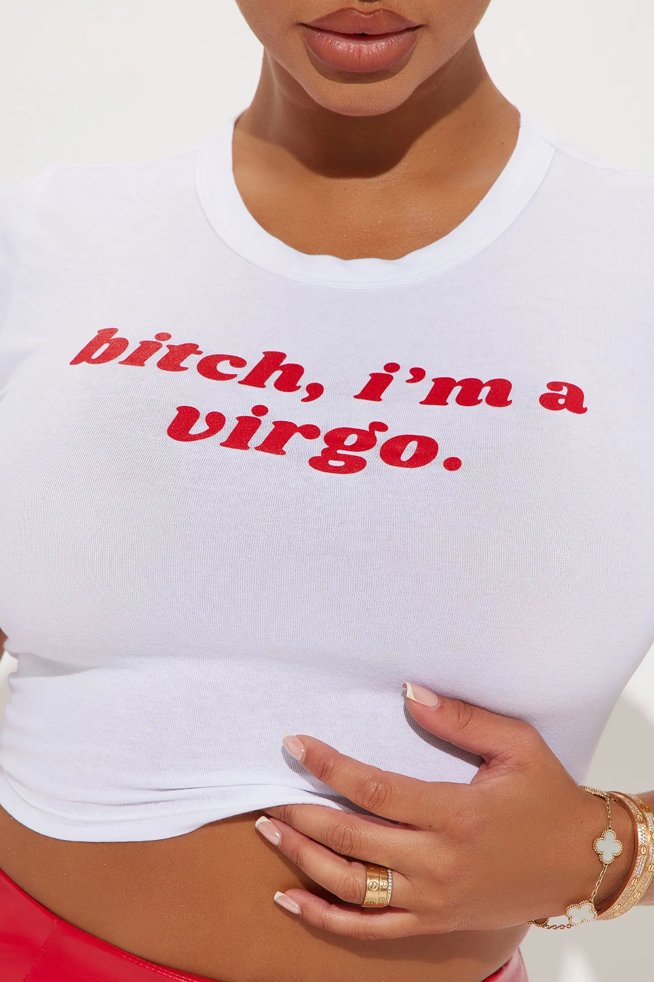 Bitch I'm A Virgo Fitted Tee - White