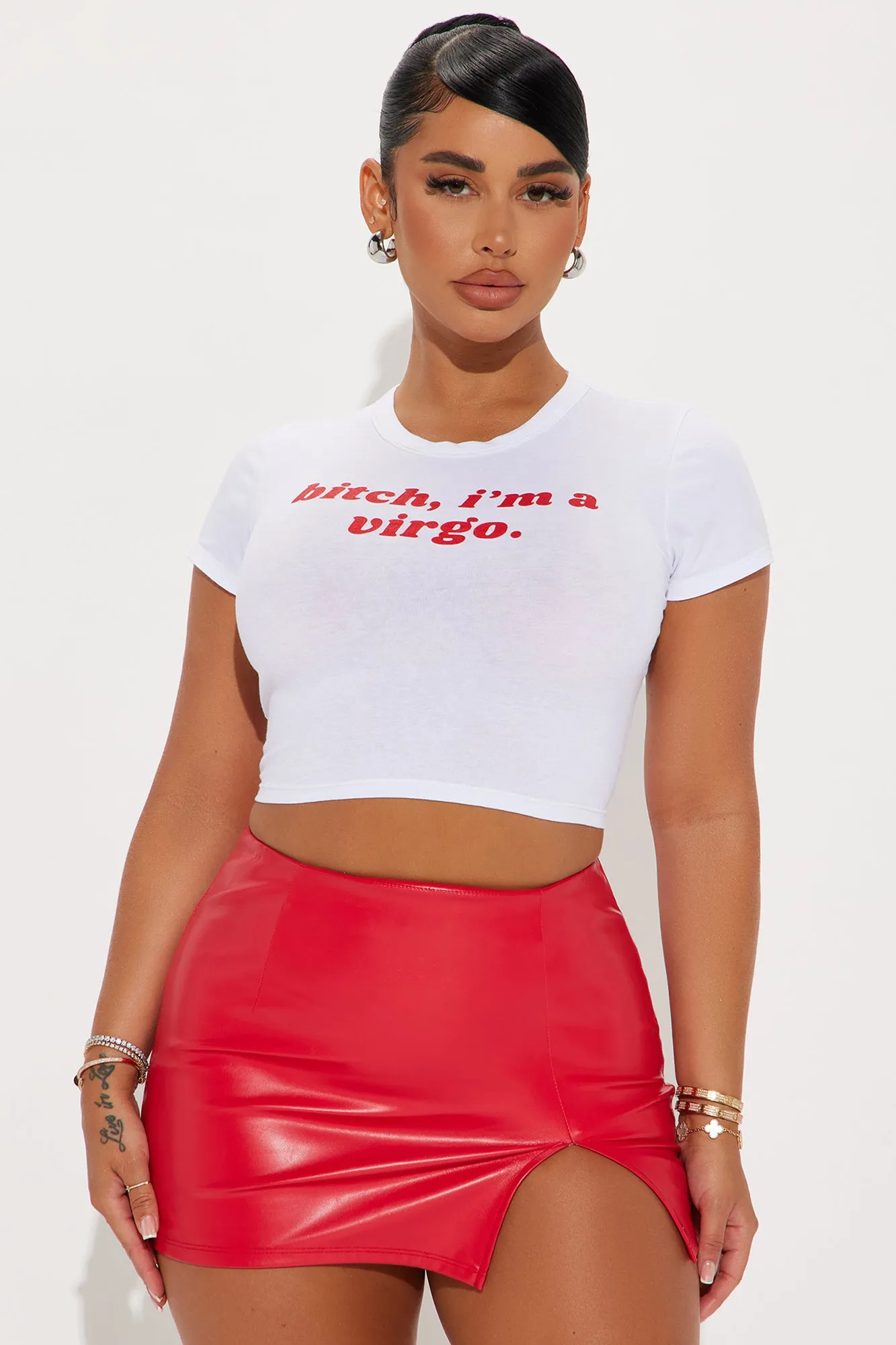 Bitch I'm A Virgo Fitted Tee - White