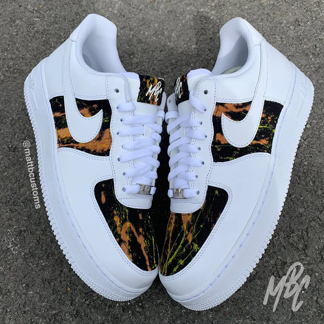 Black Acid Wash Paint Splat Denim - Air Force 1 Custom