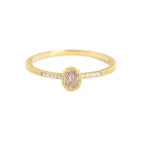 Blockette Oval Light Opaque Diamond Pave Ring by Dawes Designs