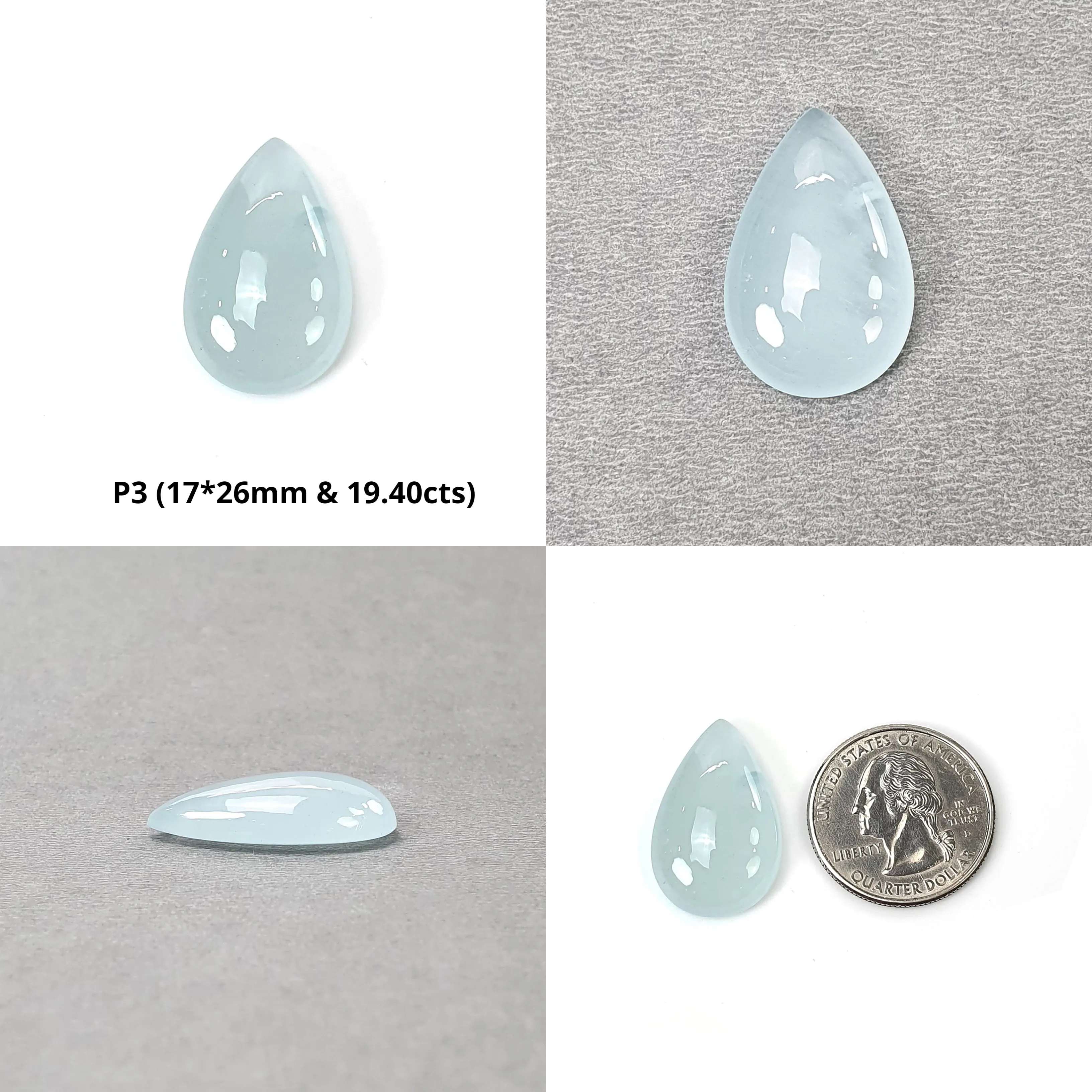 BLUE AQUAMARINE Gemstone Cabochon : Natural Untreated Aquamarine Triangle & Pear Shape Cabochon 1pc