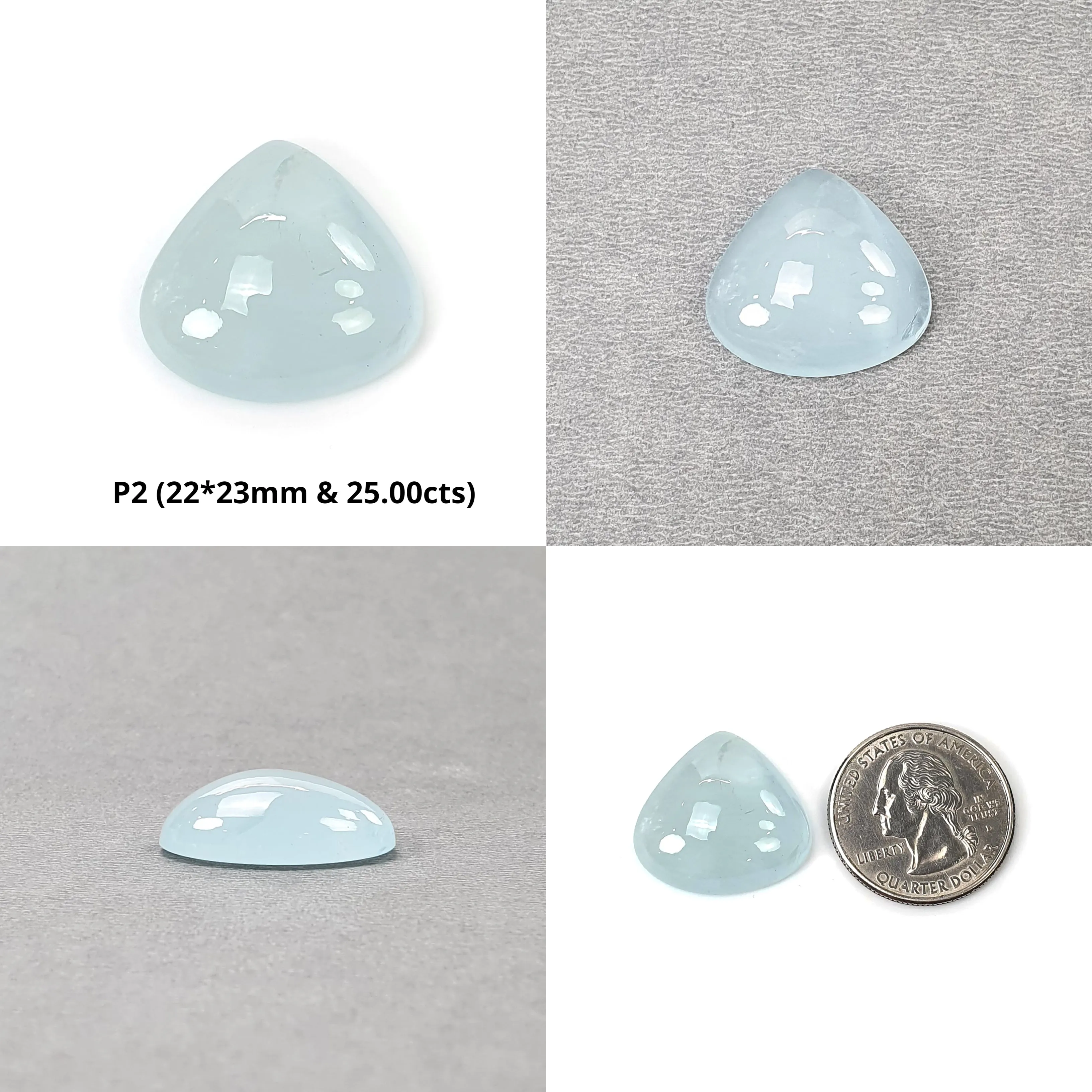 BLUE AQUAMARINE Gemstone Cabochon : Natural Untreated Aquamarine Triangle & Pear Shape Cabochon 1pc