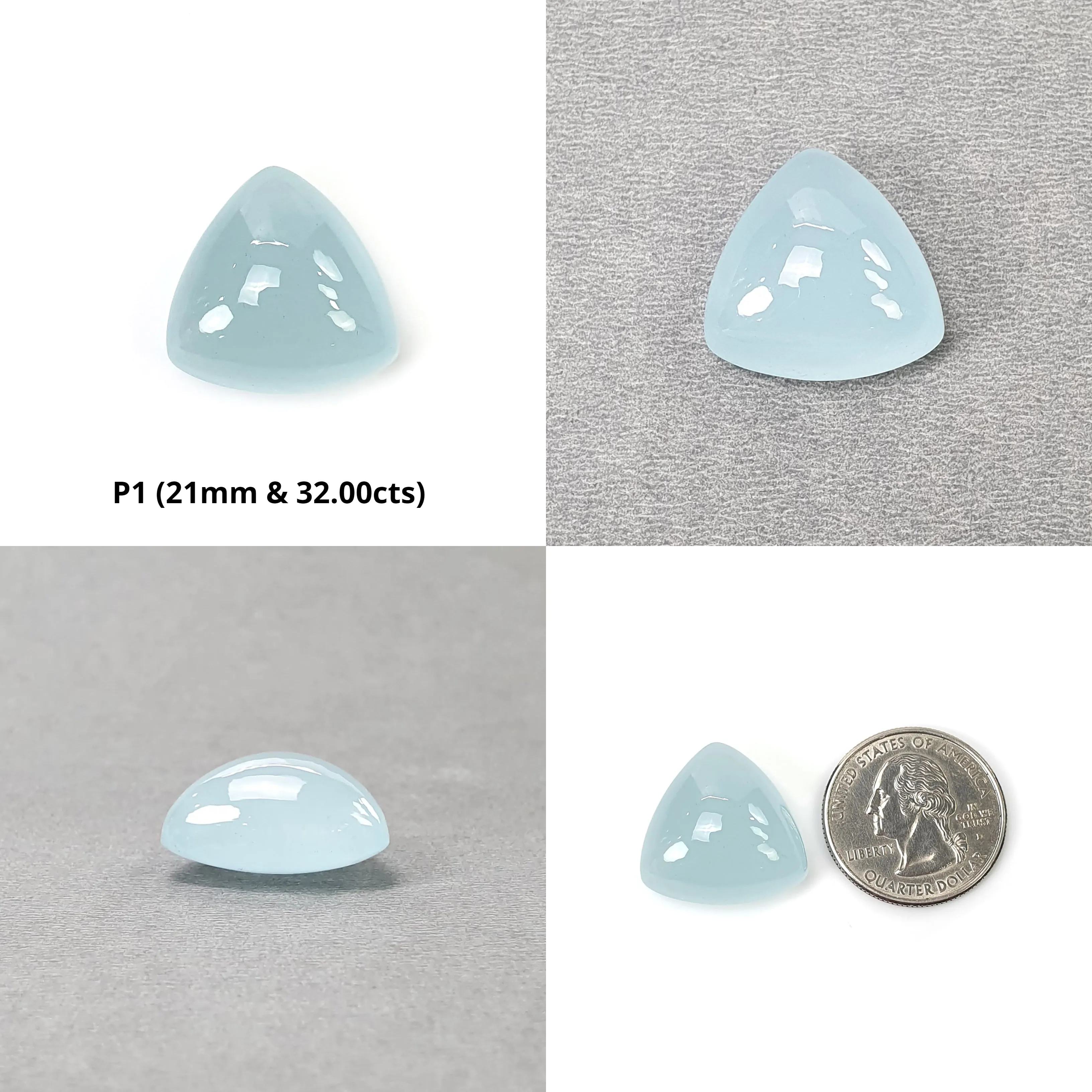 BLUE AQUAMARINE Gemstone Cabochon : Natural Untreated Aquamarine Triangle & Pear Shape Cabochon 1pc