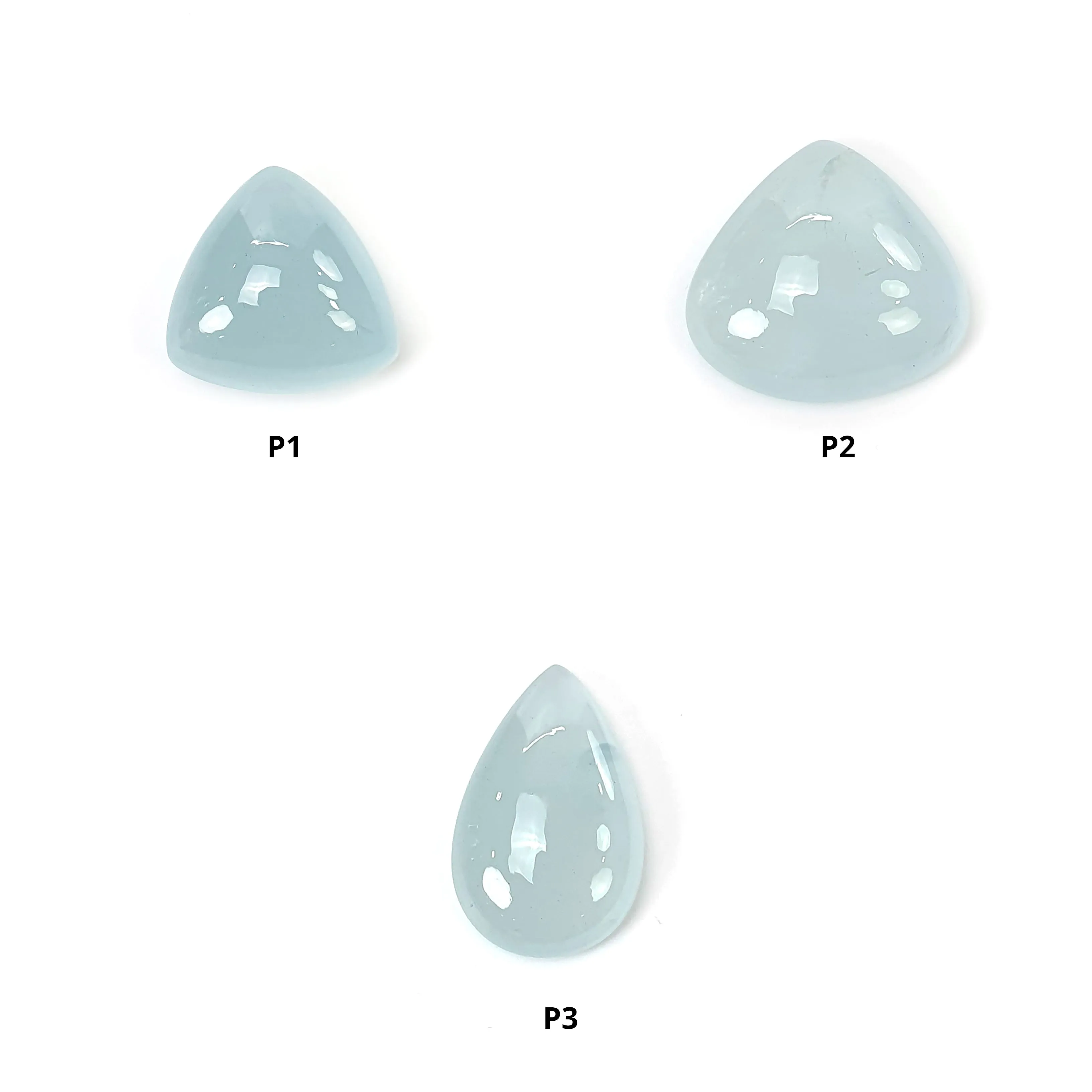 BLUE AQUAMARINE Gemstone Cabochon : Natural Untreated Aquamarine Triangle & Pear Shape Cabochon 1pc