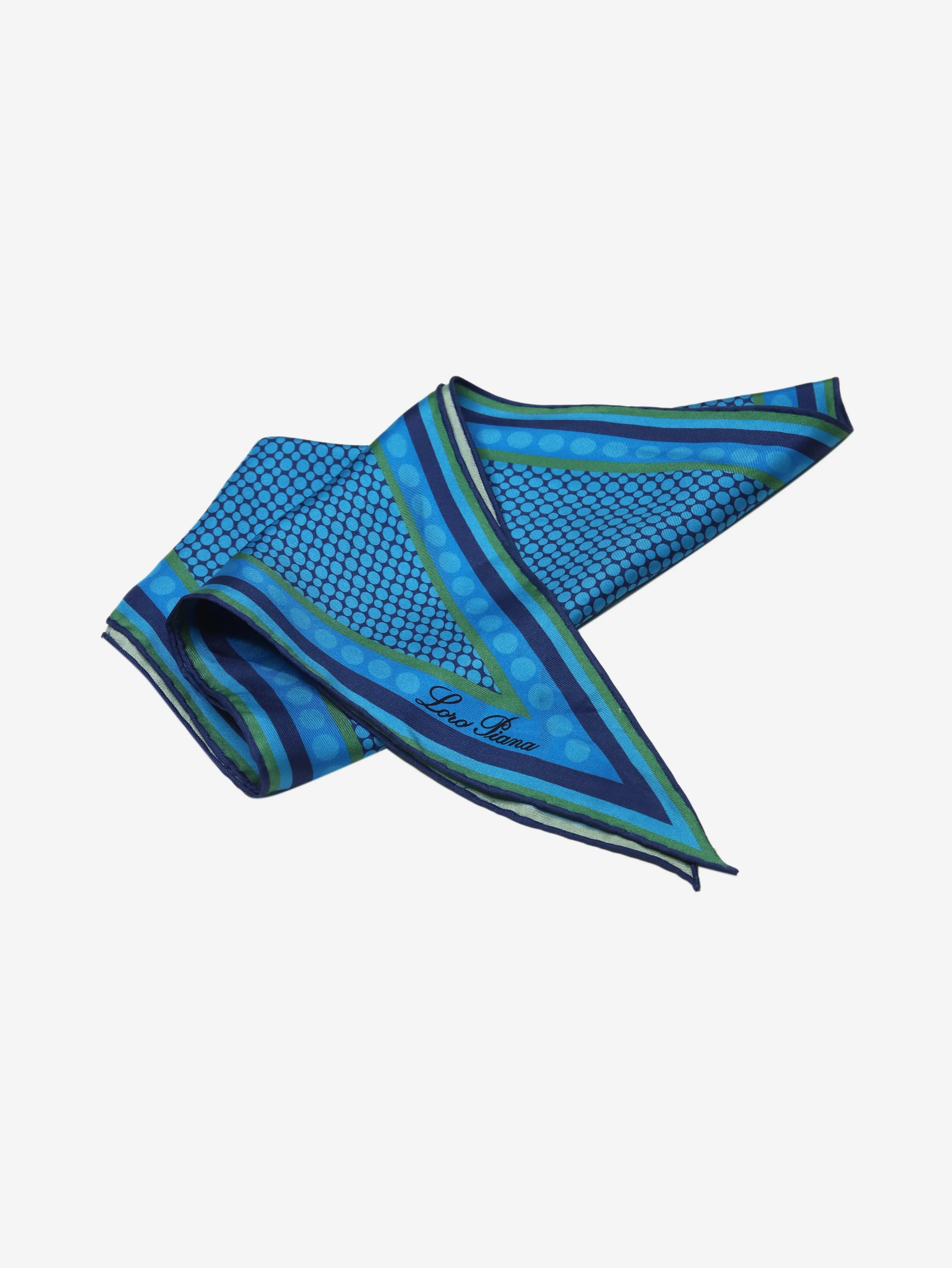 Blue silk printed triangle scarf