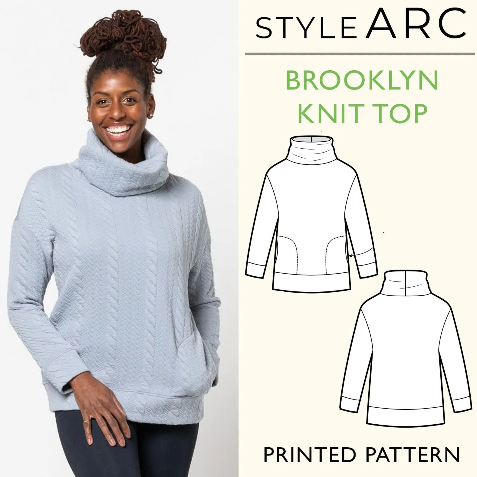 Brooklyn Knit Top Sewing Pattern by Style Arc, US Sizes 0-26