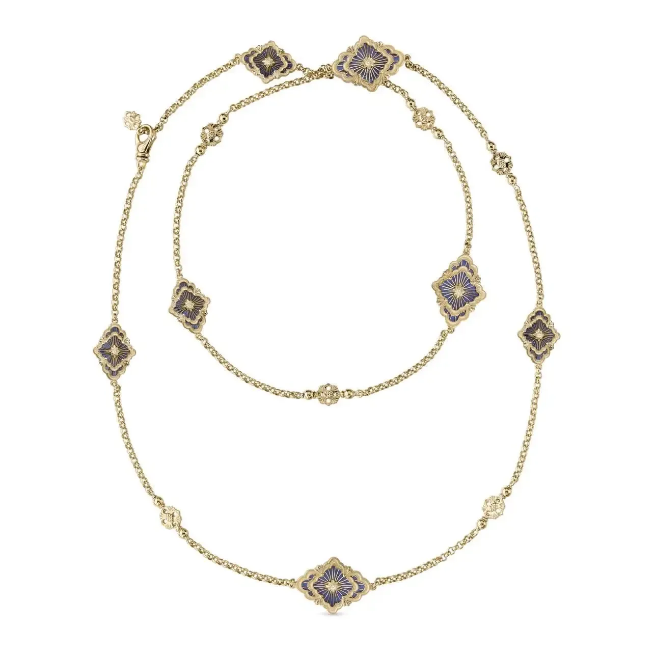 Buccellati - Opera Tulle - Necklace, 18k Yellow Gold with Blue Enamel and Diamonds