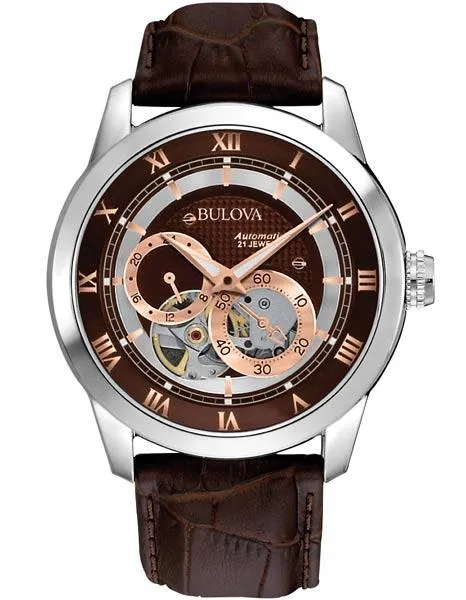 Bulova Mens BVA Series Automatic - Espresso Dial - Subdials - Leather Strap