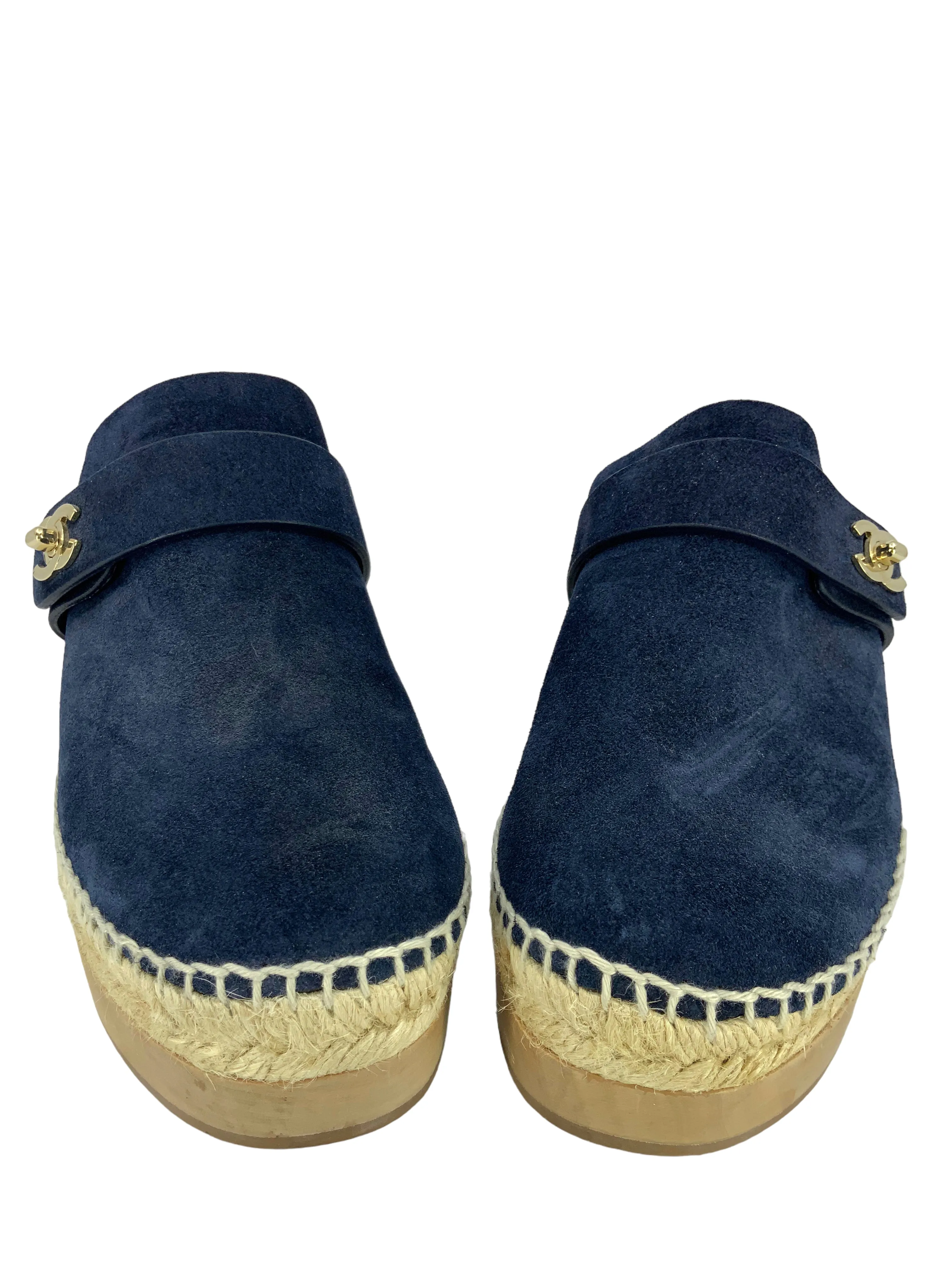 CHANEL Suede Calfskin CC Turn Lock Clogs Size 6