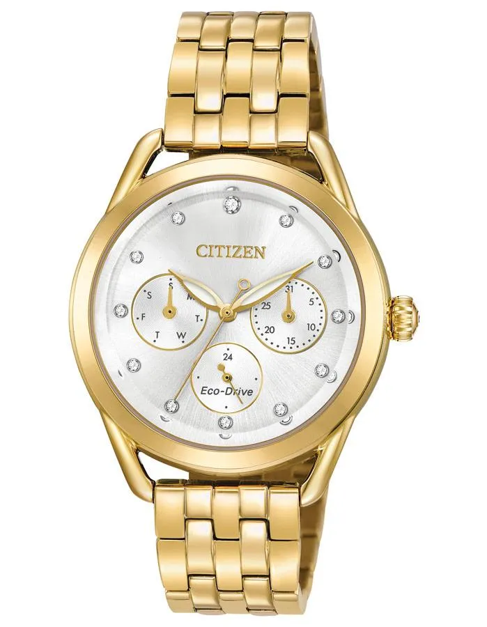 Citizen DRIVE LTR Womens Watch - Gold-Tone - Bracelet - Crystal - Day/Date