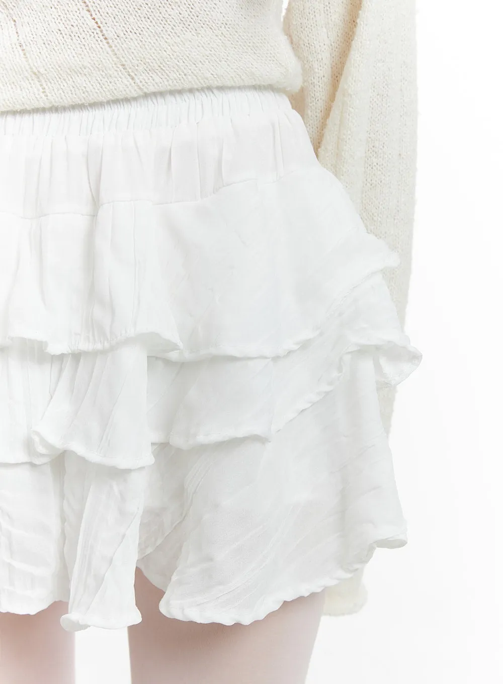 Cotton Frill Banded Mini Skirt OM426