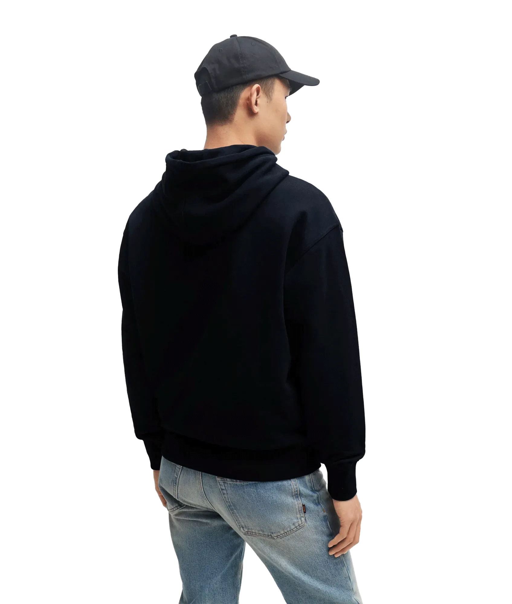 Cotton-terry Hoodie With Contrast Logo - Navy