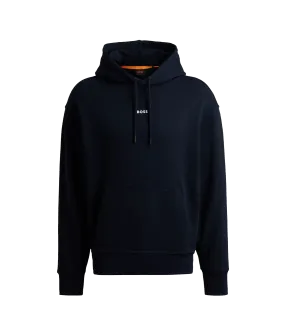 Cotton-terry Hoodie With Contrast Logo - Navy