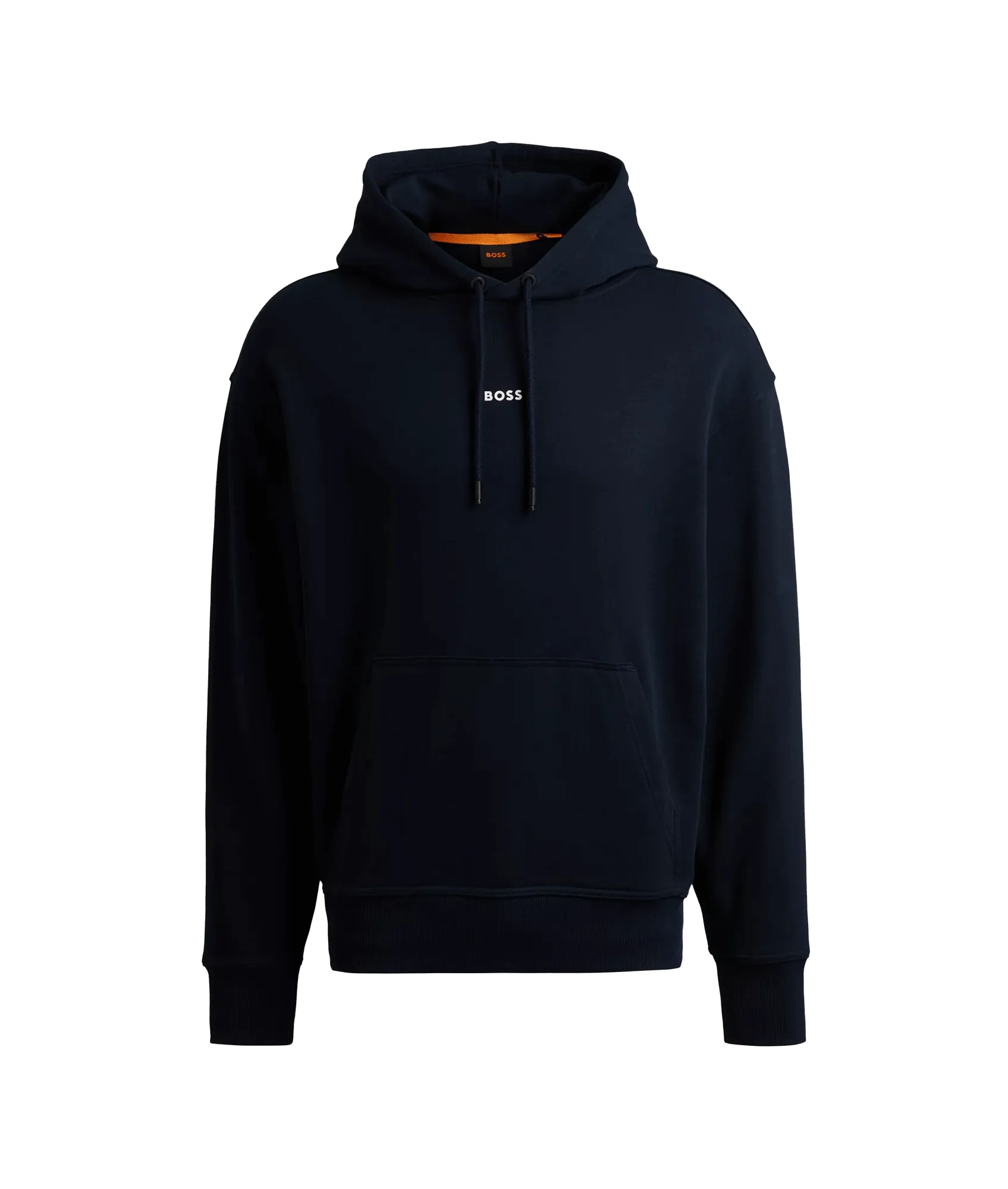 Cotton-terry Hoodie With Contrast Logo - Navy