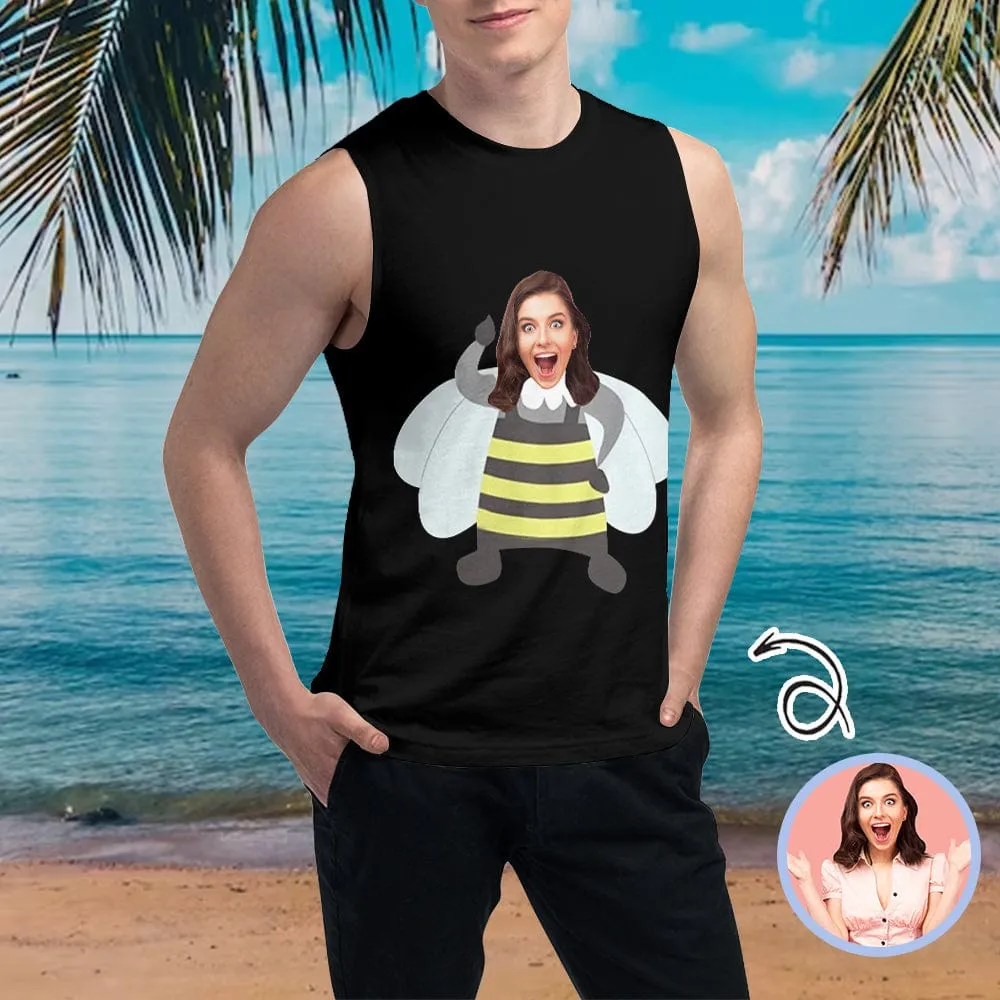 Custom Face Men's Black Bee Sleeveless Personality T-shirt