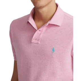 Custom Fit Mesh Polo - Pink Marle (Light Blue Pony)